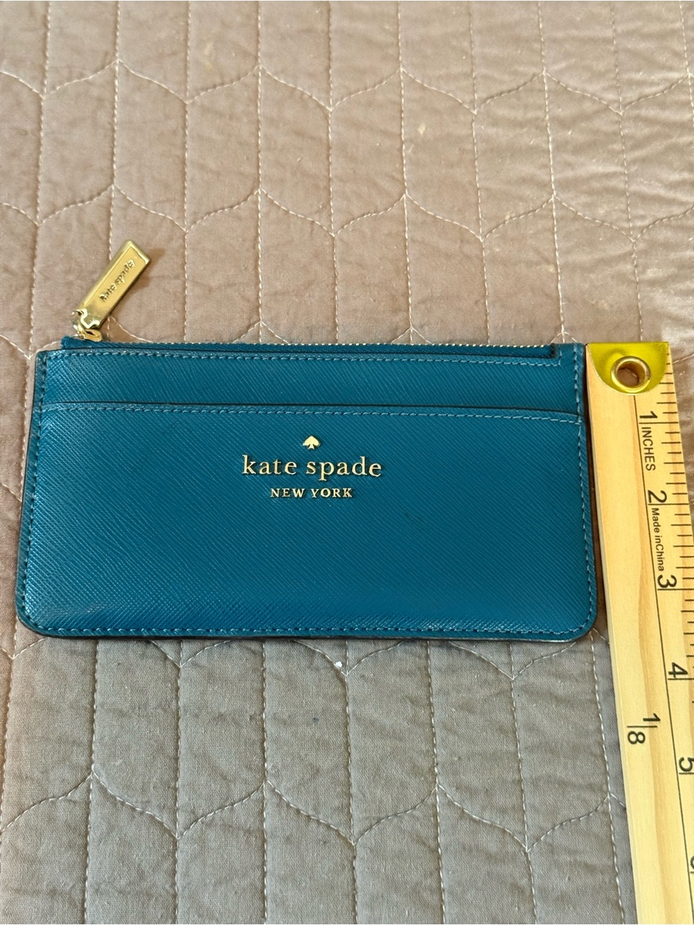 Kate Spade Teal Saffiano Slim Card Zip Wallet - Picture 5 of 5